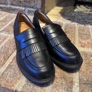 Easy Spirit Jett Fringe Leather Penny Loafer in Black Size 7.5W